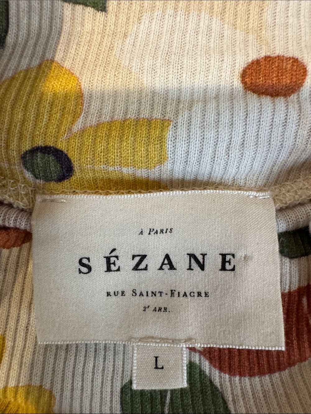 Sezane Floral Mock-Neck Long Sleeve Top Size L - Picture 2 of 11